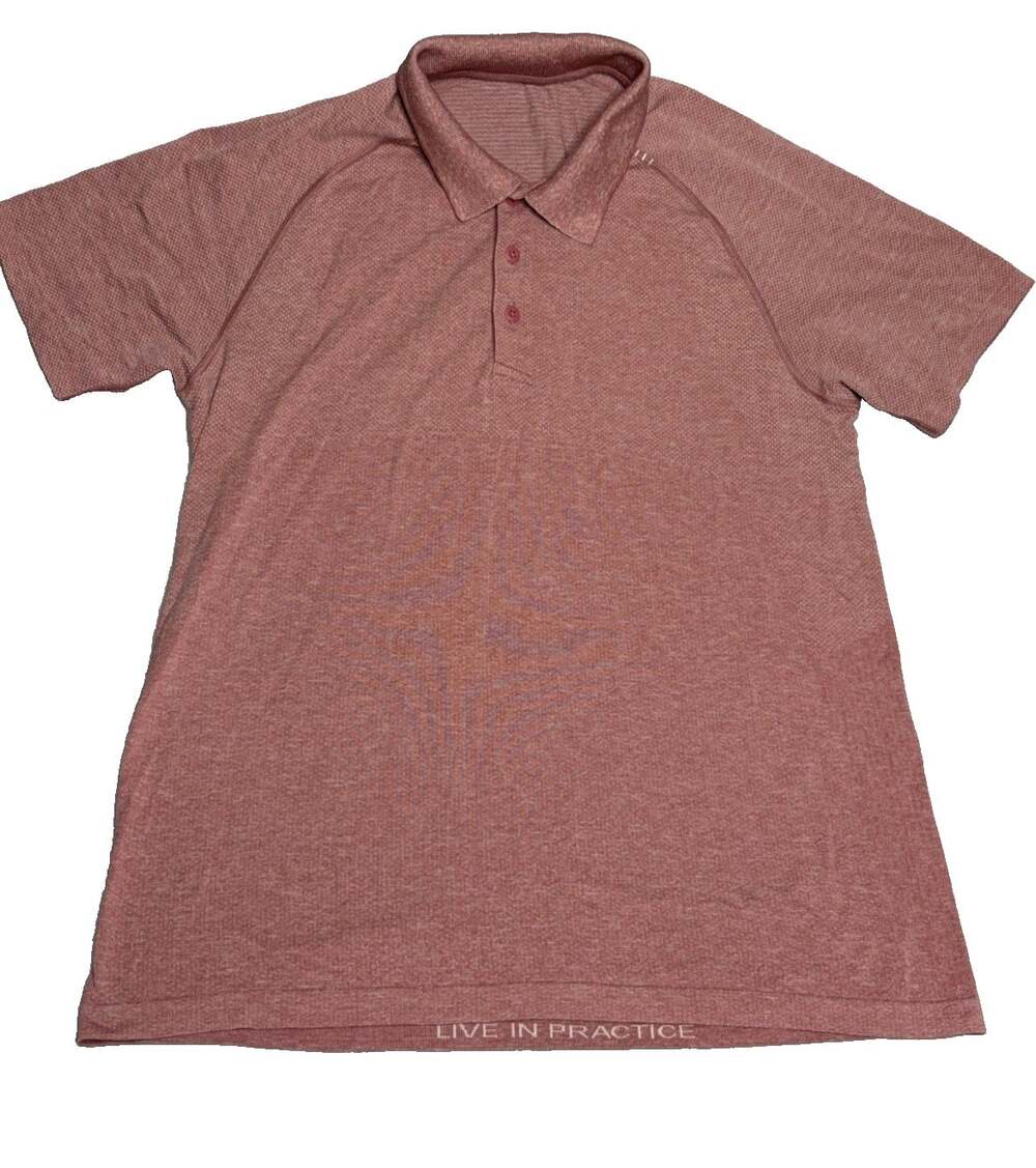 Lululemon Metal Vent Tech Short Sleeve Polo Men Medium Pink Heathered Golf Shirt